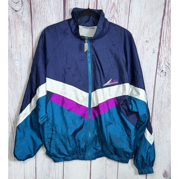 Alex Athletics Unisex Jacket Vintage Retro Windbreaker 90s Full Zip Size L - Picture 1 of 7